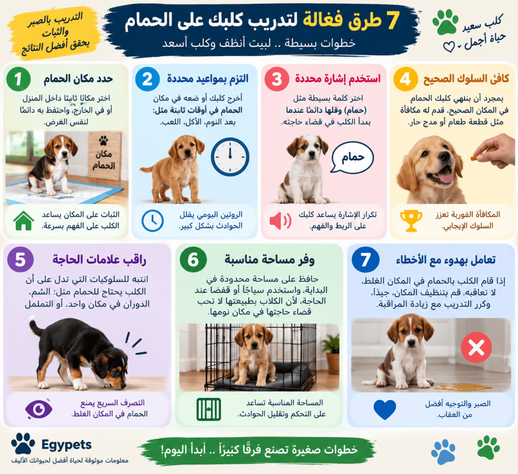تدريب الكلب على مكان الحمام 7 خطوات ناجحة لتعليم كلبك