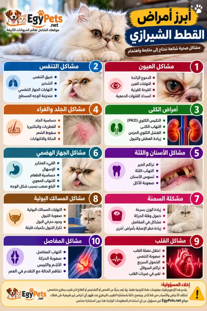 إنفوجرافيك لأشهر  أمراض القطط الشيرازي