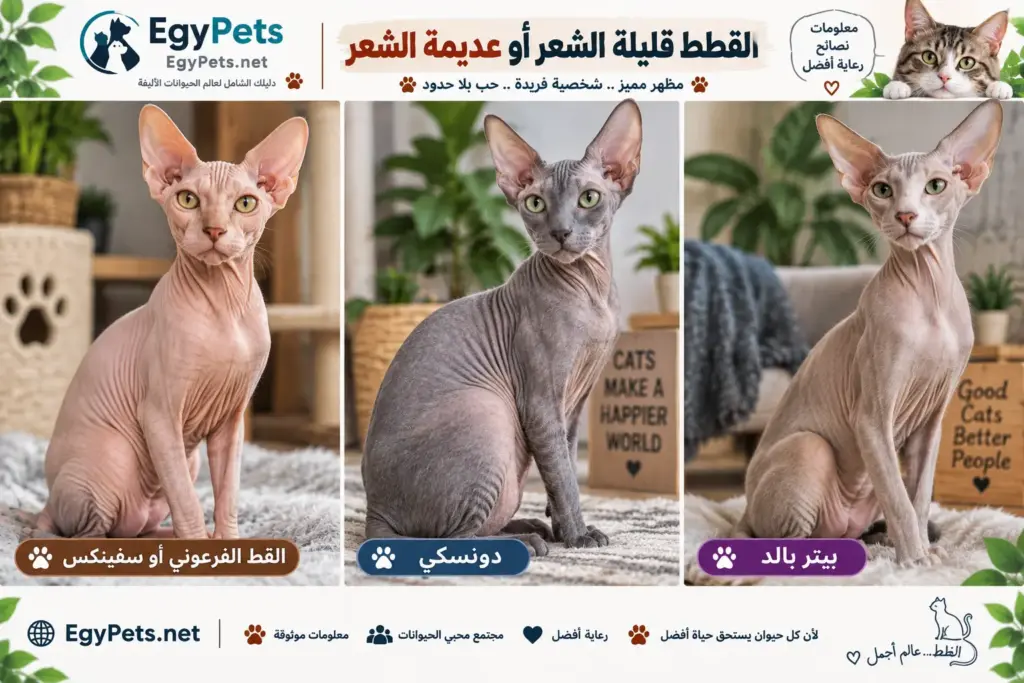 أنواع القطط المنزلية قليلة الشعر أو عديمة الشعر