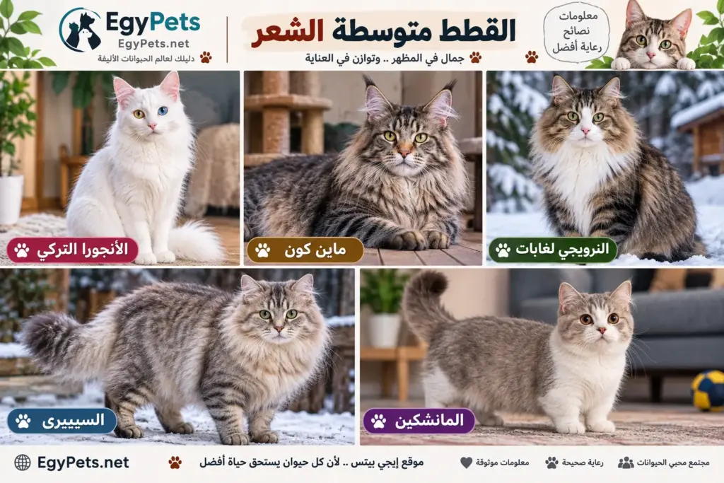 أنواع القطط المنزلية متوسطة الشعر