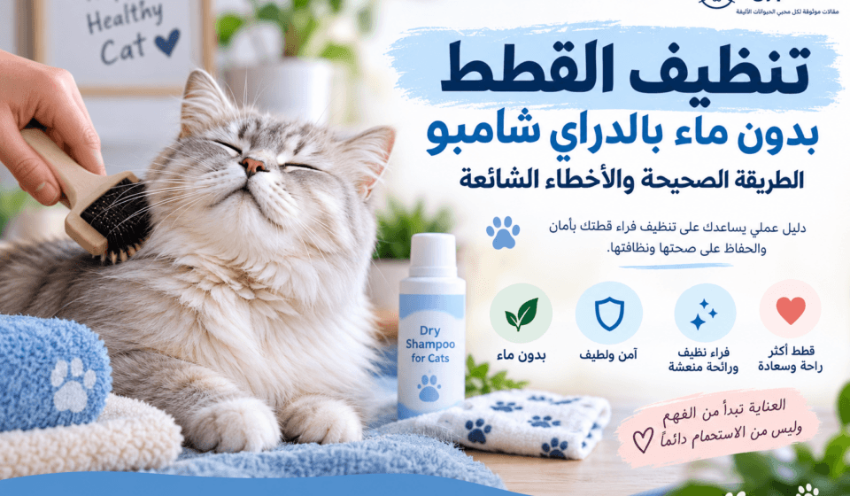 تنظيف القطط بالدراي شامبوو بدون ماء