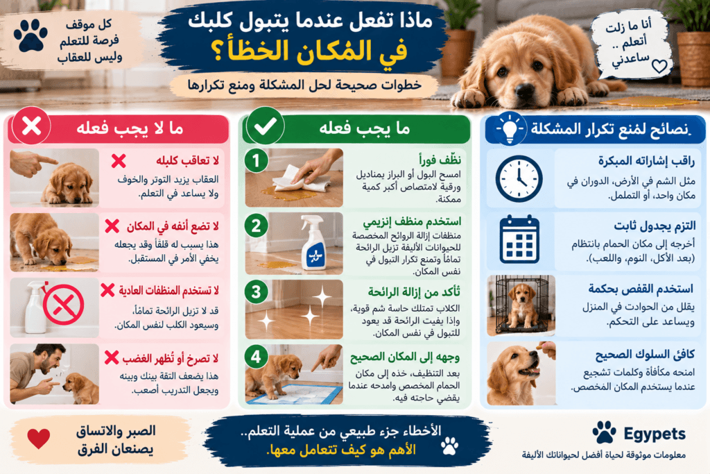 كيف أتصرف لو كلبي عمل حمام في المنزل
